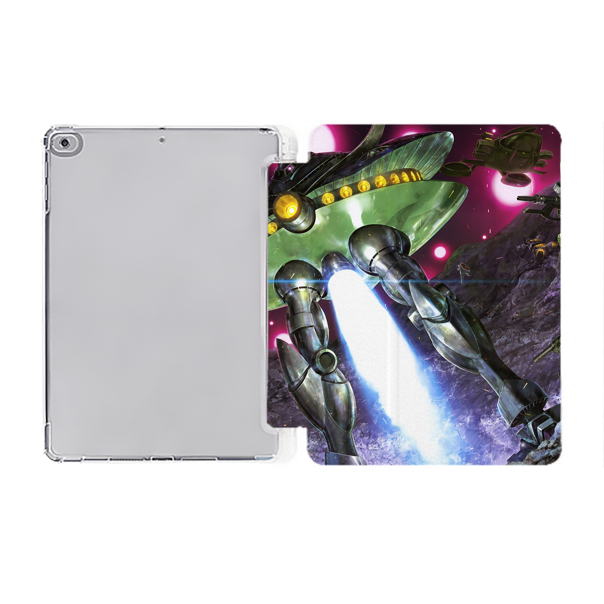 （画像用） 機動戦士ガンダム Mobile Suit Gundam IPad ケース ペン収納付き 三つ折りスタンド PUレザー×シリコン 対応機種9.5/10.5/10.9インチ